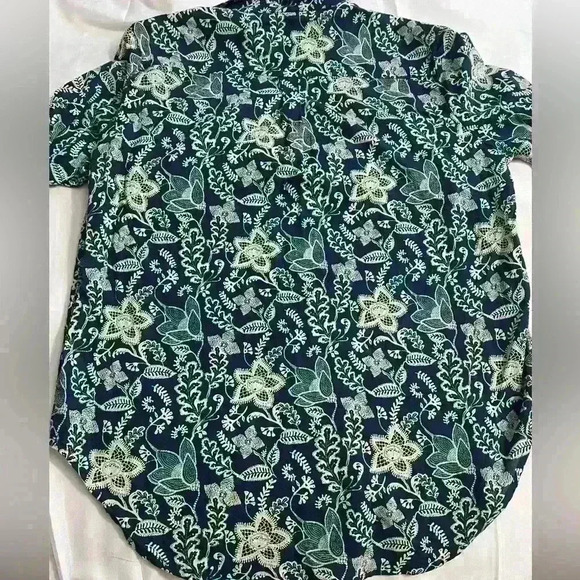 Roller Rabbit 100% Cotton Embroidered Tunic Shift Top Pockets| Teal & Cream S - Picture 6 of 9